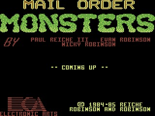 Mail Order Monsters title screen for Commodore 64